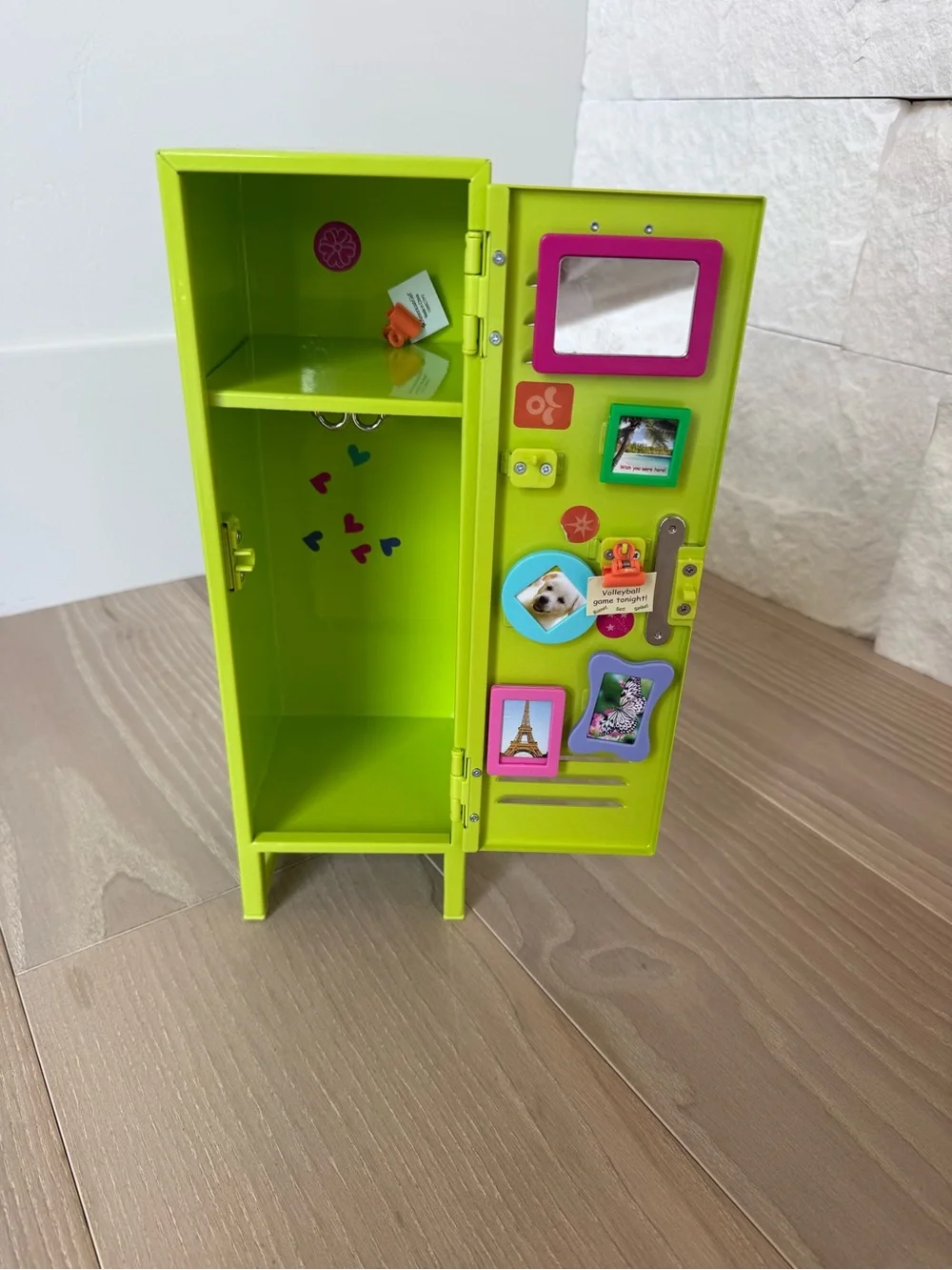 American Girl Lime Green Mini Locker with Purple Lock